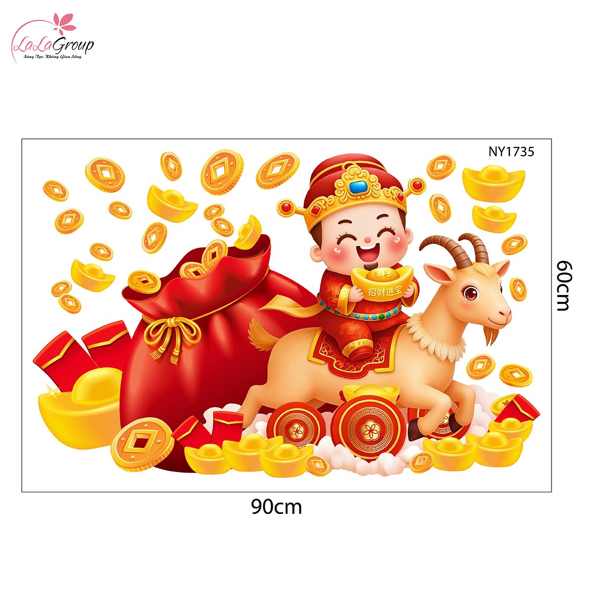Combo Decal Trang Tr&iacute; Tết Mừng Xu&acirc;n Đinh M&ugrave;i T&agrave;i Lộc May Mắn 2027