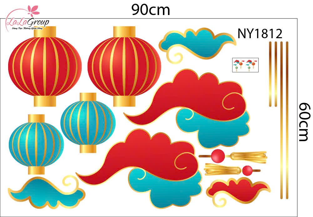 Combo Decal Trang Tr&iacute; Tết 2027 Thần T&agrave;i Cưỡi D&ecirc; Rước Lộc Đầu Năm
