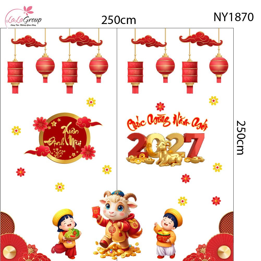 Combo Decal Trang Tr&iacute; Tết Tuấn M&atilde; Mừng Xu&acirc;n Đinh M&ugrave;i 2027