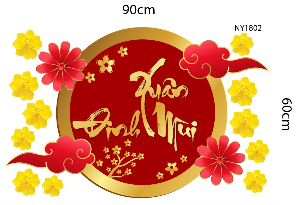 Combo Decal Trang Tr&iacute; Tết Tuấn M&atilde; Mừng Xu&acirc;n Đinh M&ugrave;i 2027