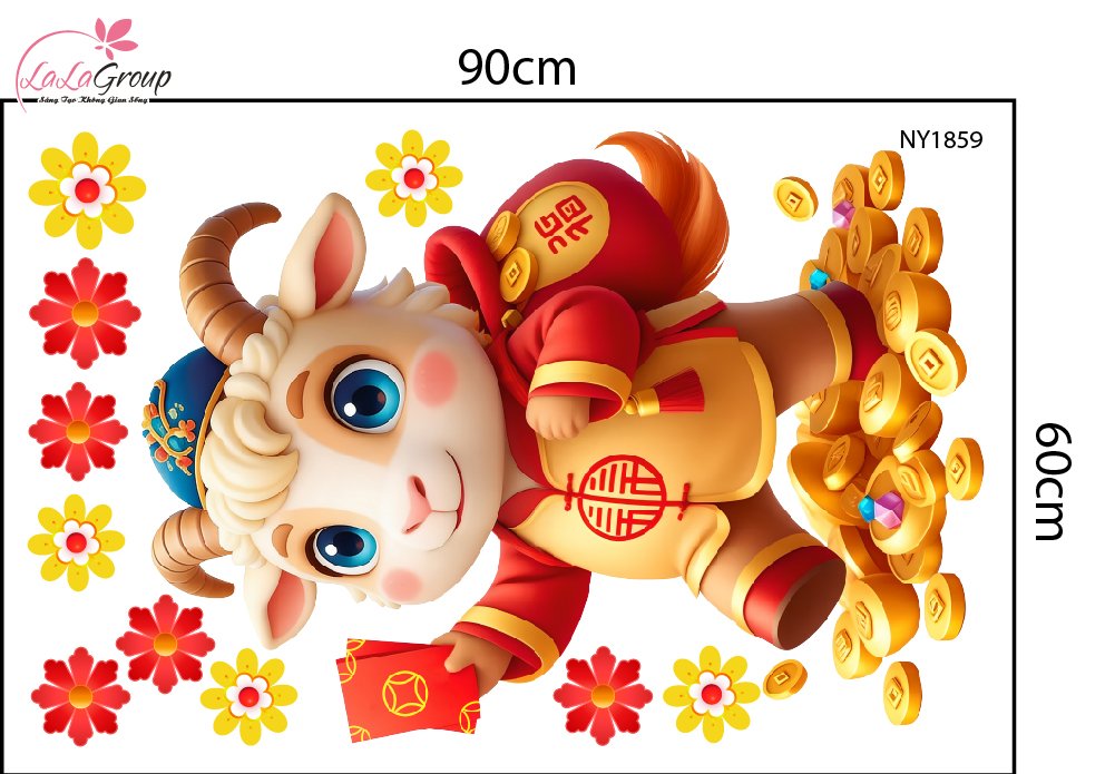 Combo Decal Trang Tr&iacute; Tết Tuấn M&atilde; Mừng Xu&acirc;n Đinh M&ugrave;i 2027