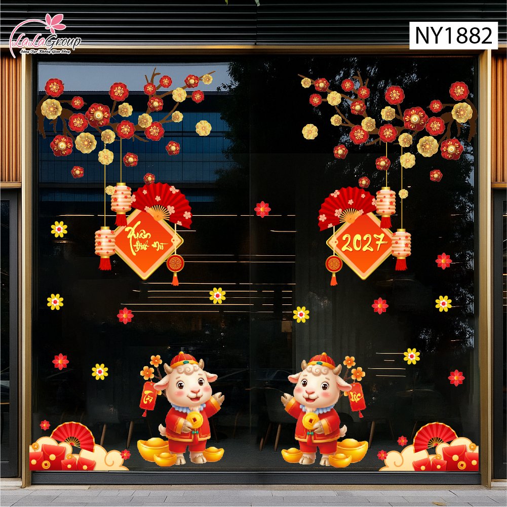 Decal Trang Tr&iacute; Tết Đinh M&ugrave;i T&agrave;i Lộc B&igrave;nh An Đủ Đầy