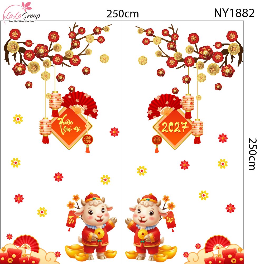 Decal Trang Tr&iacute; Tết Đinh M&ugrave;i T&agrave;i Lộc B&igrave;nh An Đủ Đầy