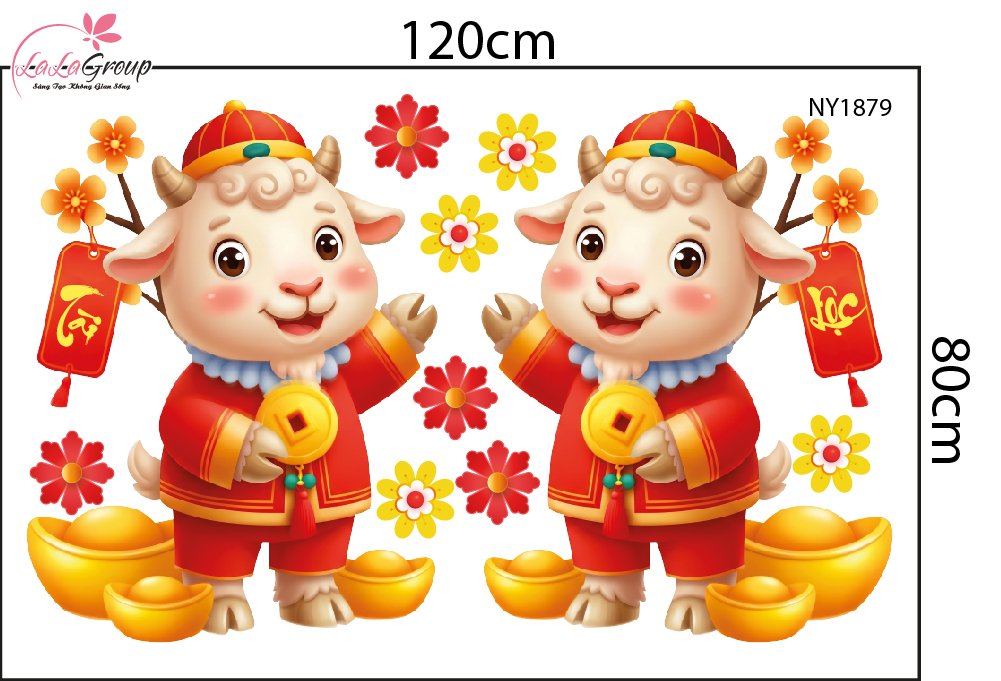 Decal Trang Tr&iacute; Tết Đinh M&ugrave;i T&agrave;i Lộc B&igrave;nh An Đủ Đầy