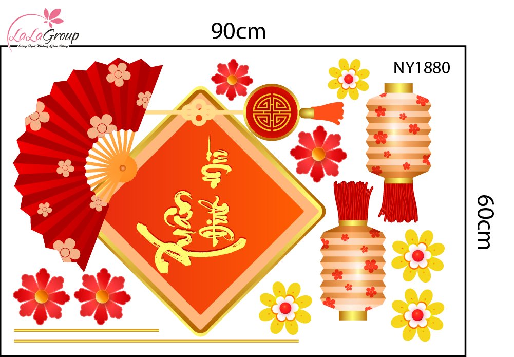 Decal Trang Tr&iacute; Tết Đinh M&ugrave;i T&agrave;i Lộc B&igrave;nh An Đủ Đầy