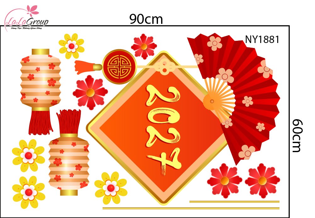 Decal Trang Tr&iacute; Tết Đinh M&ugrave;i T&agrave;i Lộc B&igrave;nh An Đủ Đầy