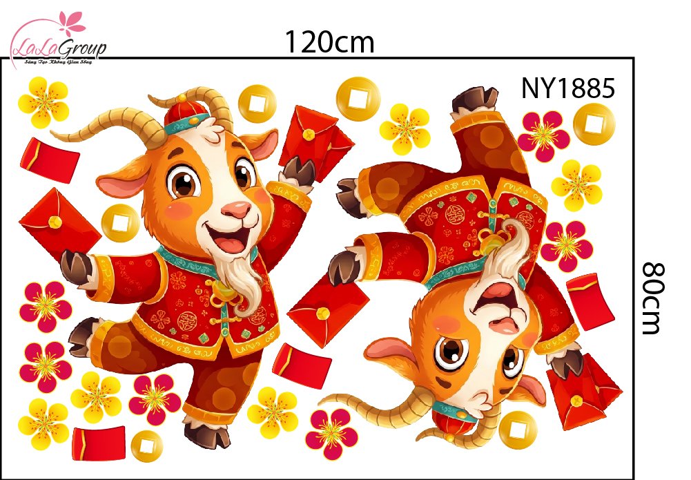 Combo Decal Trang Tr&iacute; Tết Mừng Xu&acirc;n Đinh M&ugrave;i 2027 T&agrave;i Lộc Dồi D&agrave;o
