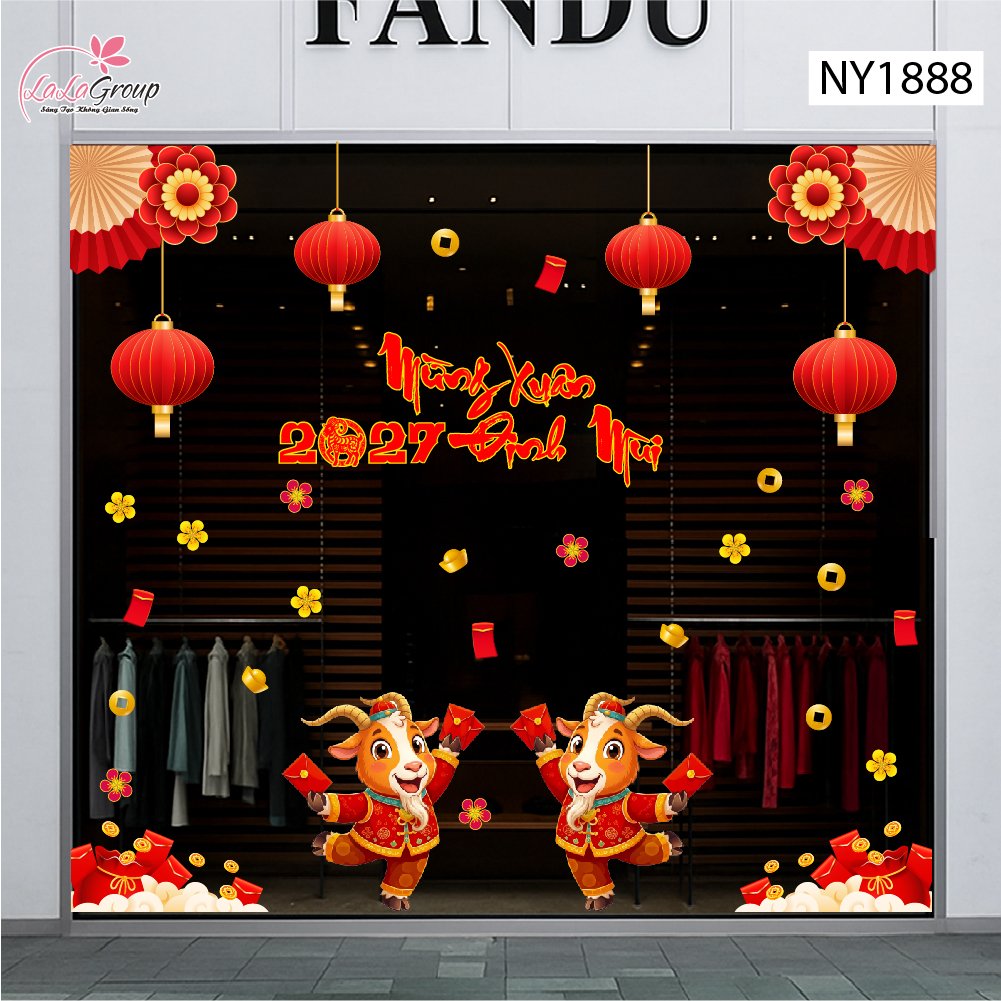Combo Decal Trang Tr&iacute; Tết Mừng Xu&acirc;n Đinh M&ugrave;i 2027 T&agrave;i Lộc Dồi D&agrave;o