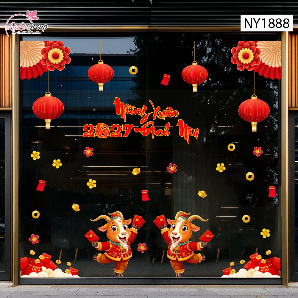 Combo Decal Trang Tr&iacute; Tết Mừng Xu&acirc;n Đinh M&ugrave;i 2027 T&agrave;i Lộc Dồi D&agrave;o
