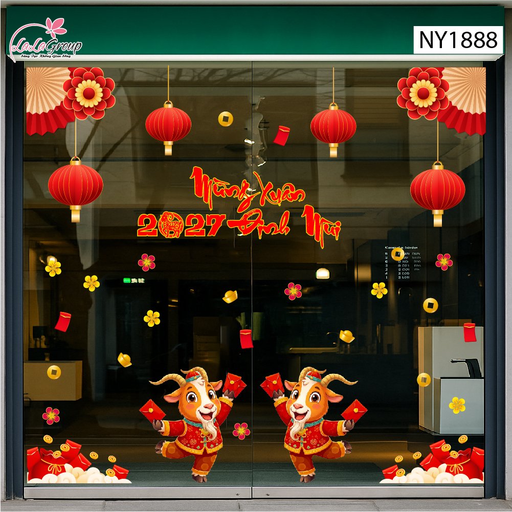 Combo Decal Trang Tr&iacute; Tết Mừng Xu&acirc;n Đinh M&ugrave;i 2027 T&agrave;i Lộc Dồi D&agrave;o