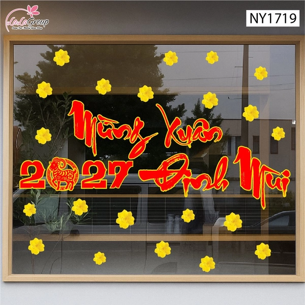 Combo Decal Trang Tr&iacute; Tết Mừng Xu&acirc;n Đinh M&ugrave;i 2027 T&agrave;i Lộc Dồi D&agrave;o