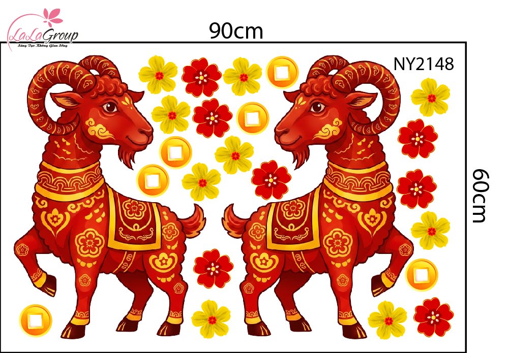 Combo Decal Trang Tr&iacute; Tết Happy New Year Xu&acirc;n Đinh M&ugrave;i 2027