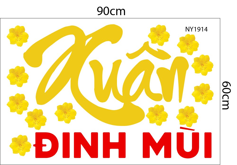 Combo Decal Trang Tr&iacute; Tết Happy New Year Xu&acirc;n Đinh M&ugrave;i 2027