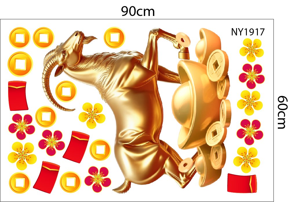 Combo Decal Trang Tr&iacute; Tết Ch&uacute;c Mừng Năm Song M&ugrave;i Ph&uacute; Qu&yacute; 2027