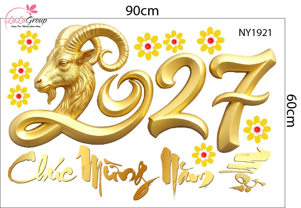 Combo Decal Trang Tr&iacute; Tết Ch&uacute;c Mừng Năm Song M&ugrave;i Ph&uacute; Qu&yacute; 2027