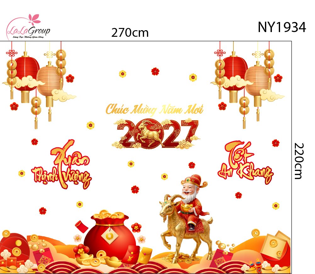 Combo Decal Trang Tr&iacute; Tết Xu&acirc;n An Khang Tết Thịnh Vượng
