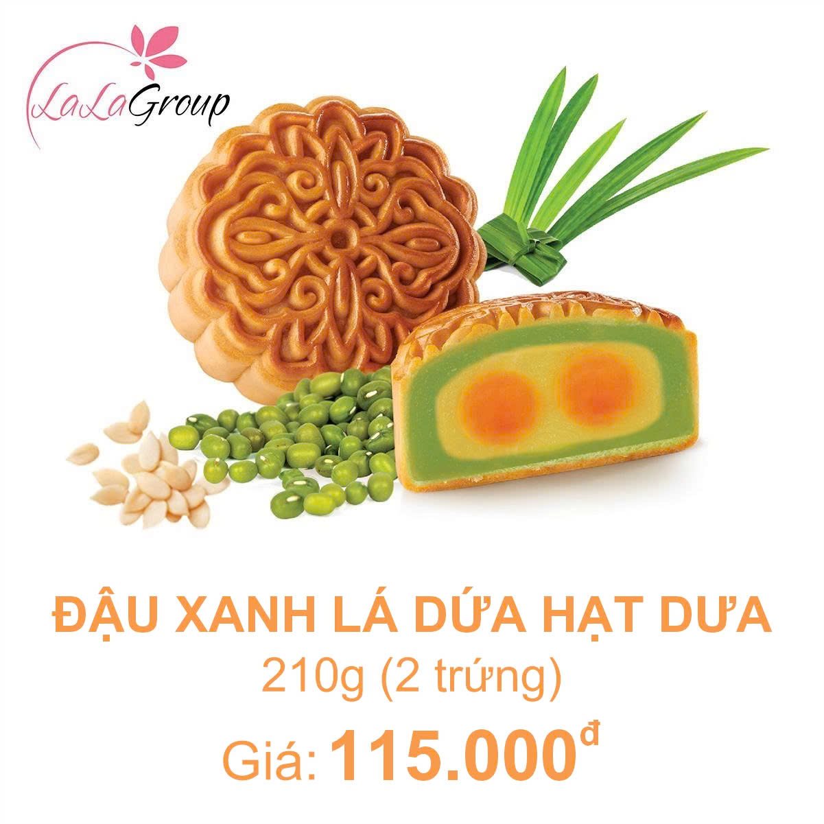 (DL2) B&aacute;nh Trung Thu KIDO Đậu Xanh L&aacute; Dứa Hạt Dưa 2 trứng 210g
