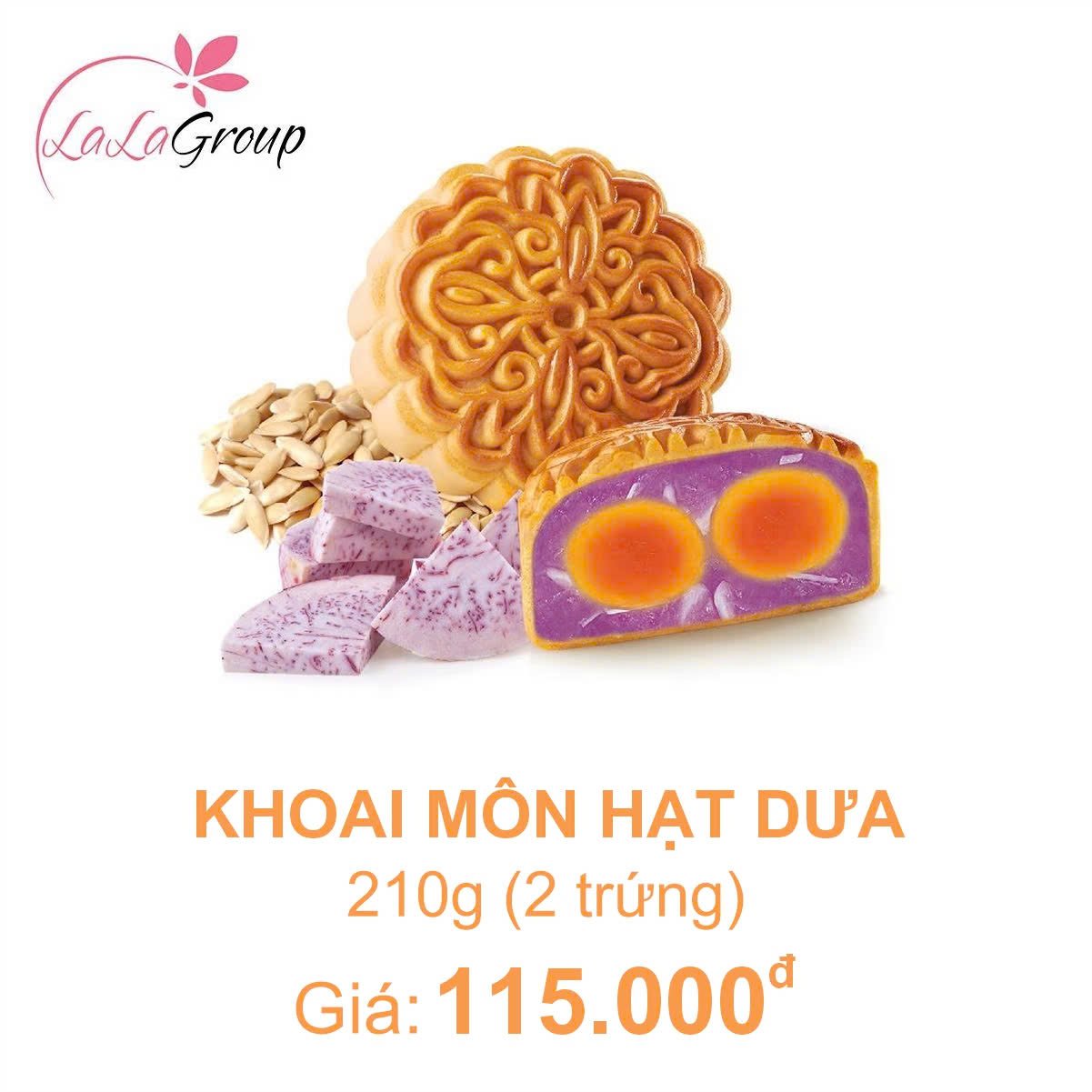 (KM2) B&aacute;nh trung thu Kido Khoai M&ocirc;n Hạt Dưa 2 trứng 210g