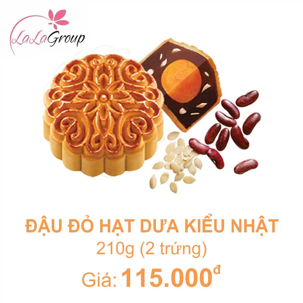 (DD2) B&aacute;nh Trung Thu Kido Đậu Đỏ Hạt Dưa Kiểu Nhật 2 Trứng 210g