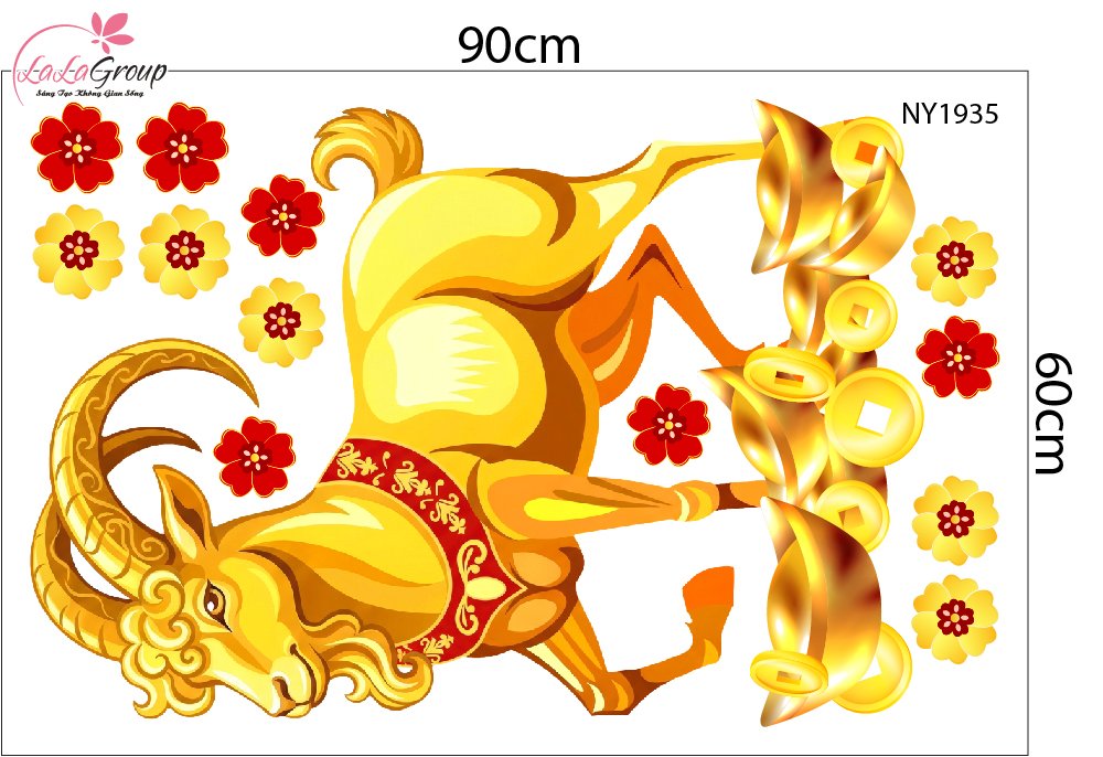 Combo Decal Trang Tr&iacute; Tết Thần T&agrave;i Đ&oacute;n Xu&acirc;n Vạn Sự Như &Yacute;
