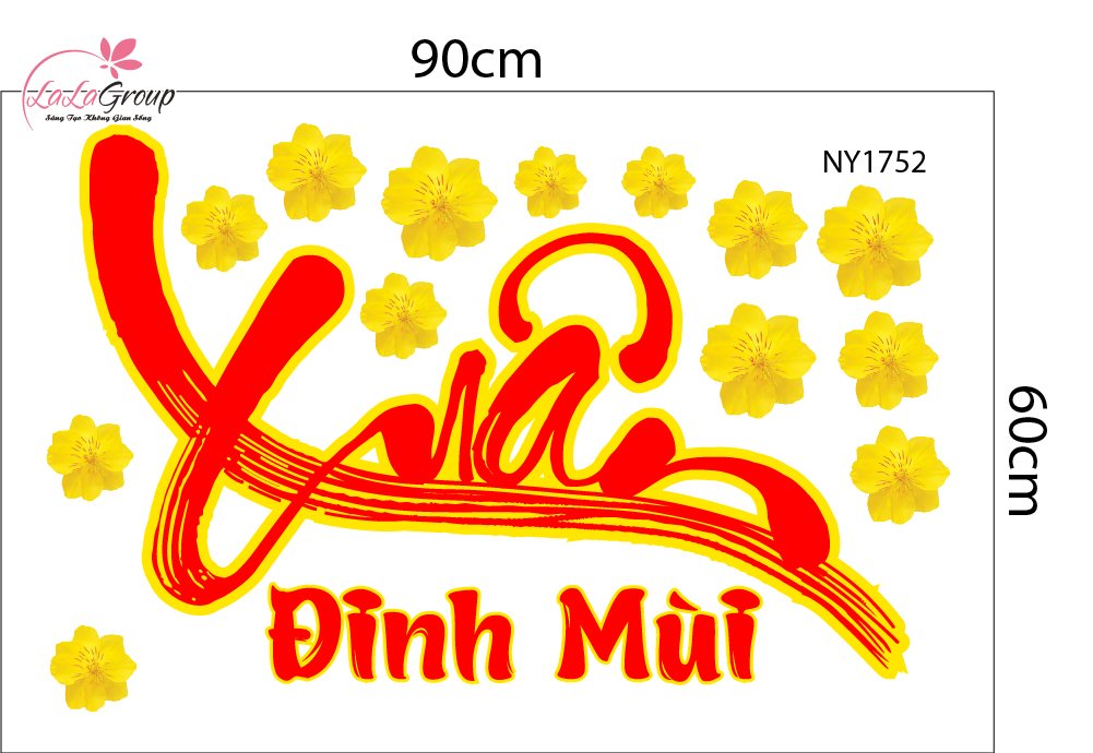 Combo Decal Trang Tr&iacute; Tết Xu&acirc;n Đinh M&ugrave;i Vạn Sự Như &Yacute; Tấn T&agrave;i Tấn Lộc