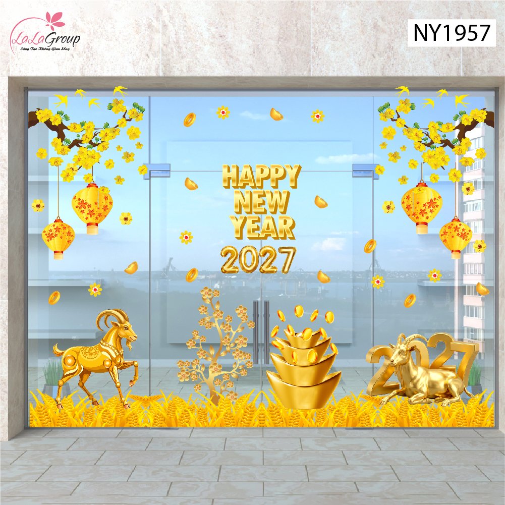 Combo Decal Trang Tr&iacute; Tết Happy New Year 2027