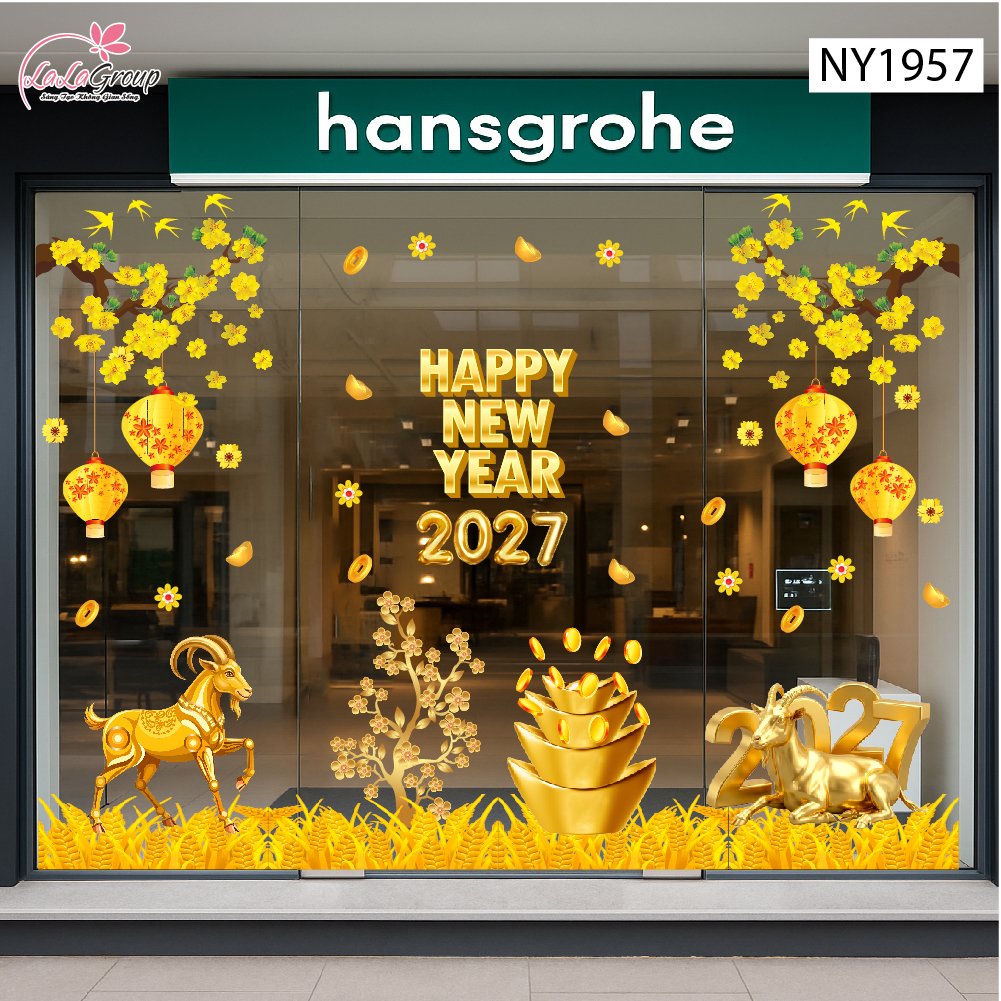 Combo Decal Trang Tr&iacute; Tết Happy New Year 2027