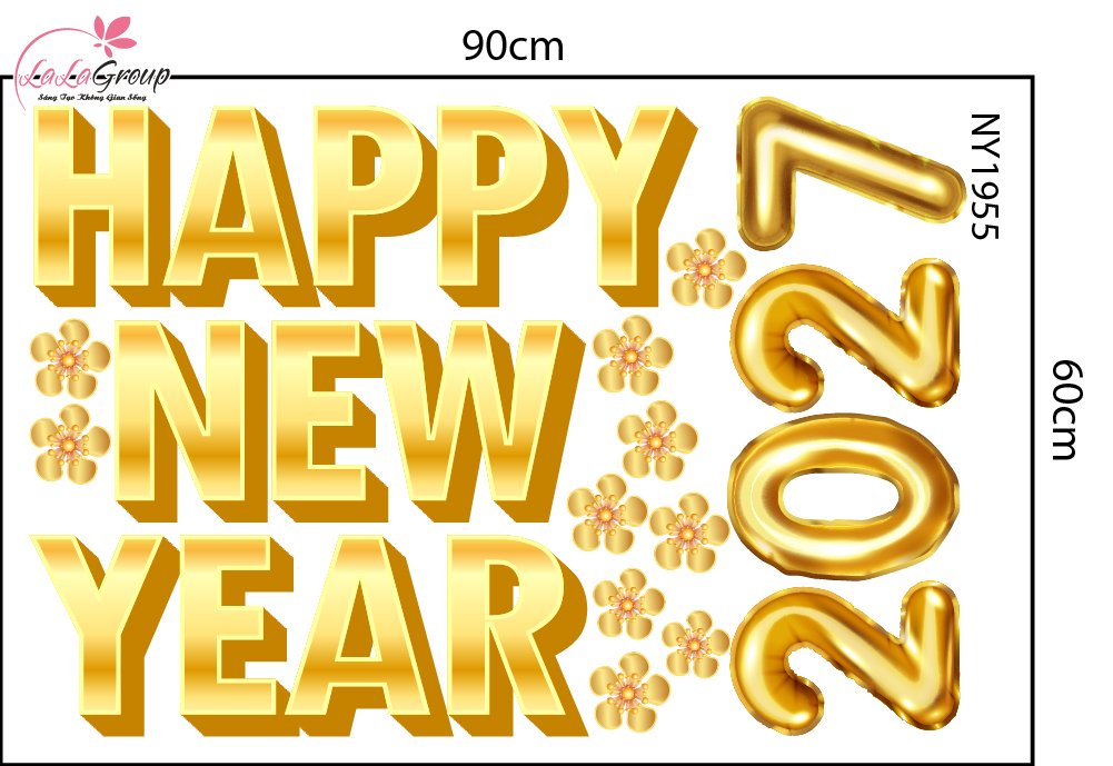 Combo Decal Trang Tr&iacute; Tết Happy New Year 2027