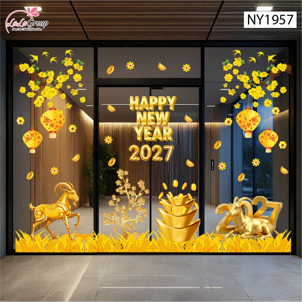 Combo Decal Trang Tr&iacute; Tết Happy New Year 2027