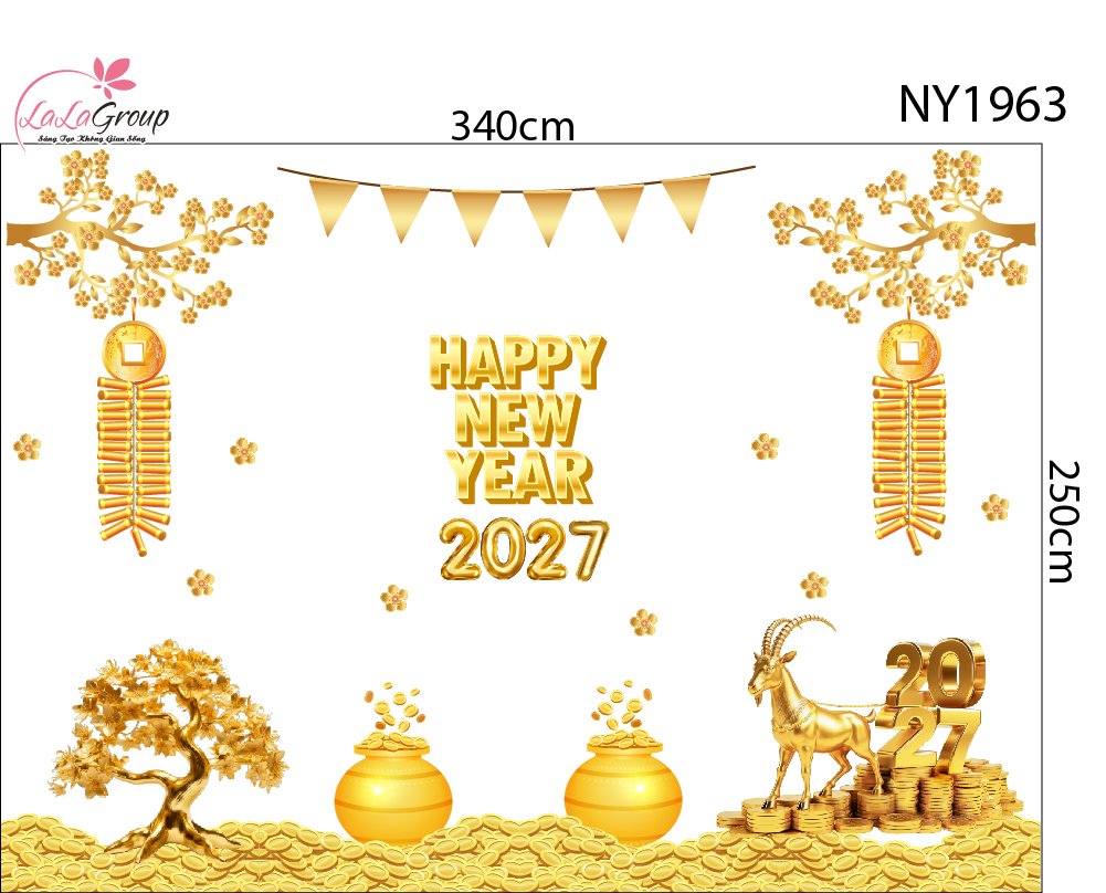 Combo Decal Trang Tr&iacute; Tết C&acirc;y Thần T&agrave;i 2027