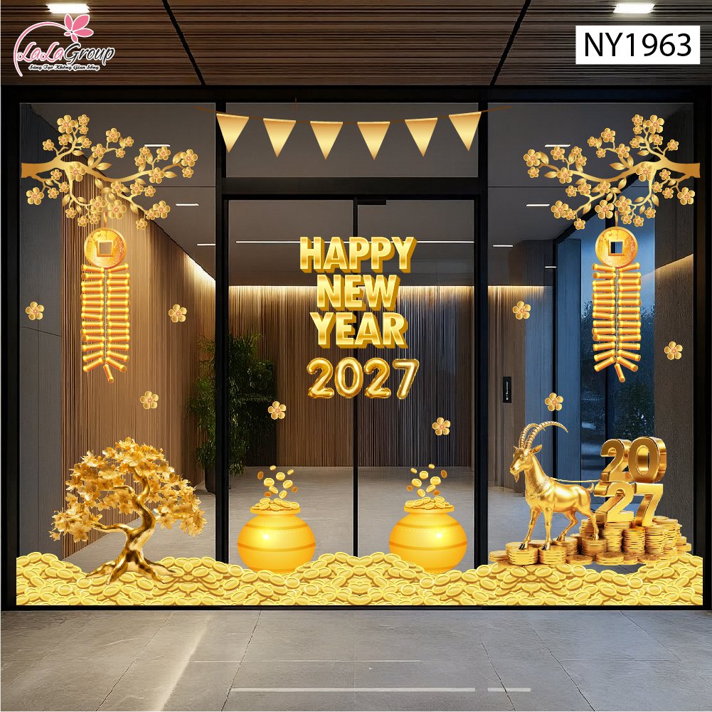 Combo Decal Trang Tr&iacute; Tết C&acirc;y Thần T&agrave;i 2027
