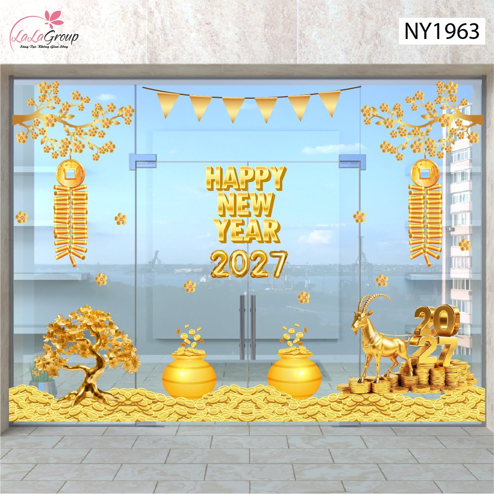 Combo Decal Trang Tr&iacute; Tết C&acirc;y Thần T&agrave;i 2027