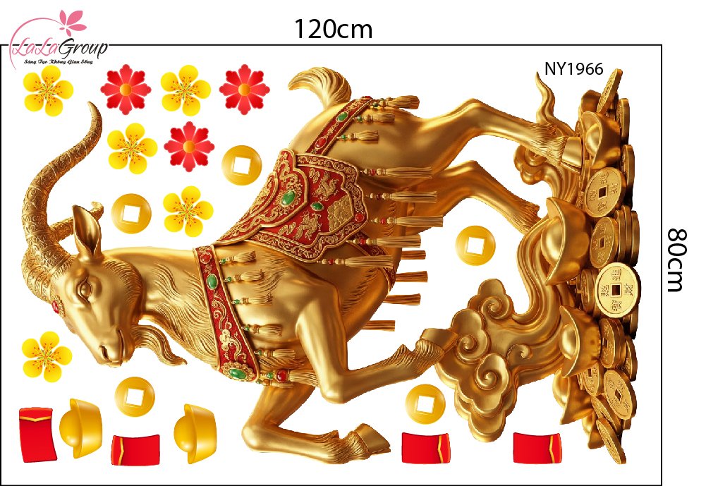 Combo Decal Trang Tr&iacute; Tết Thần T&agrave;i Ch&uacute;c Mừng Năm Mới Hạnh Ph&uacute;c