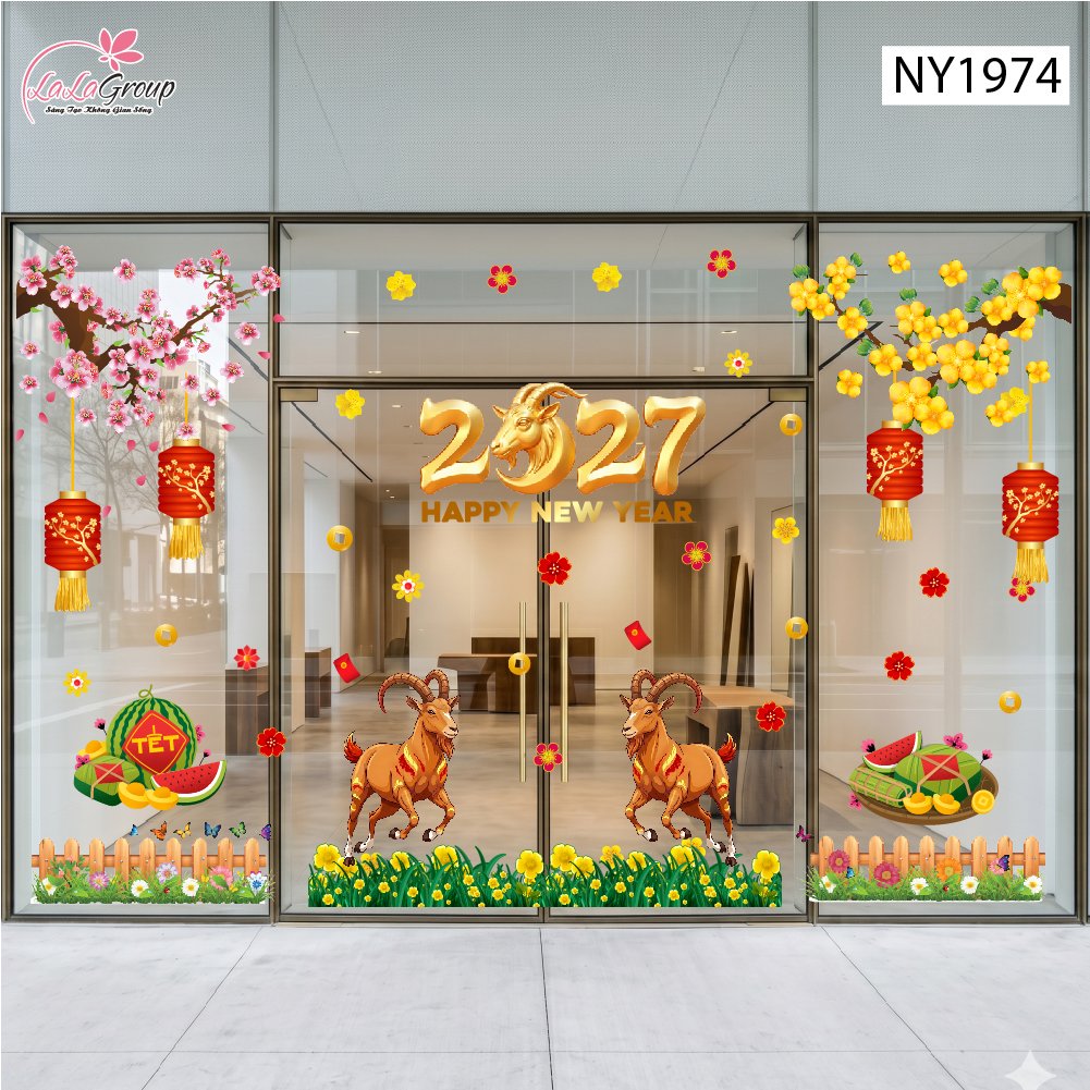 Combo Decal Trang Tr&iacute; Tết Song M&ugrave;i Đ&oacute;n Xu&acirc;n 2027
