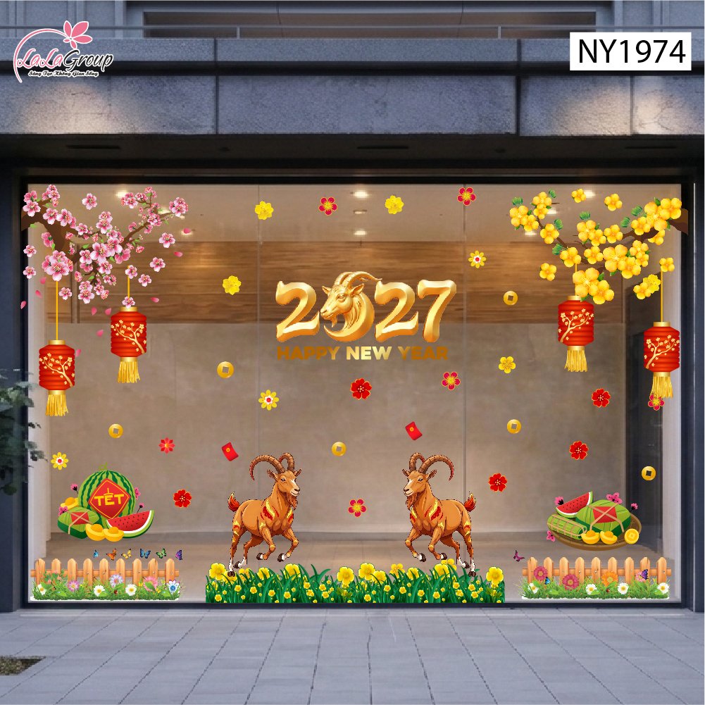 Combo Decal Trang Tr&iacute; Tết Song M&ugrave;i Đ&oacute;n Xu&acirc;n 2027