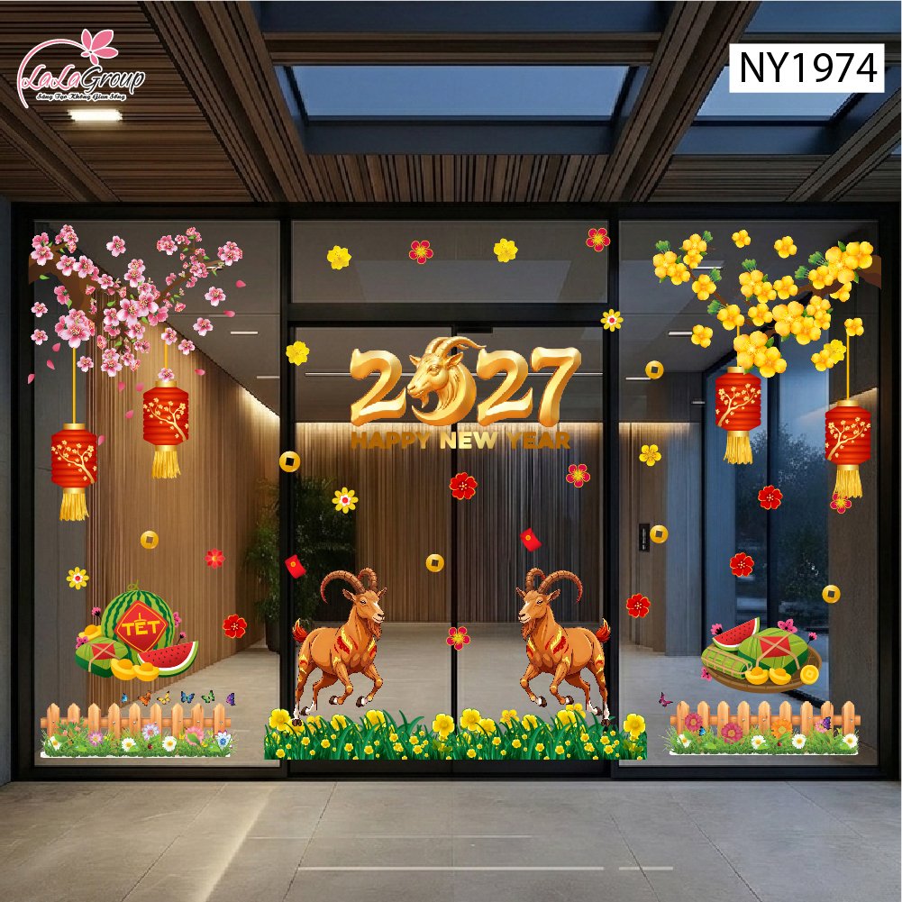 Combo Decal Trang Tr&iacute; Tết Song M&ugrave;i Đ&oacute;n Xu&acirc;n 2027