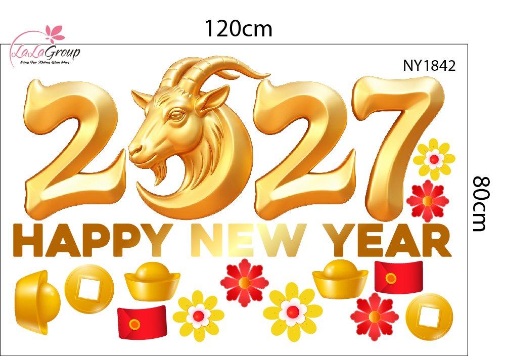 Combo Decal Trang Tr&iacute; Tết Song M&ugrave;i Đ&oacute;n Xu&acirc;n 2027