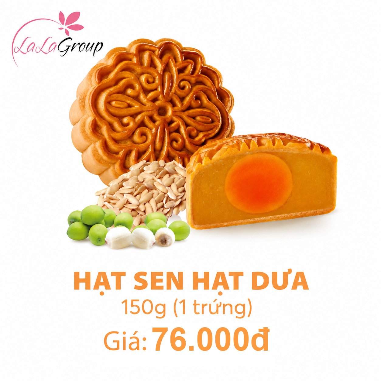 (HS1) Bánh Trung Thu KIDO Hạt Sen Hạt Dưa 1 Trứng 150g