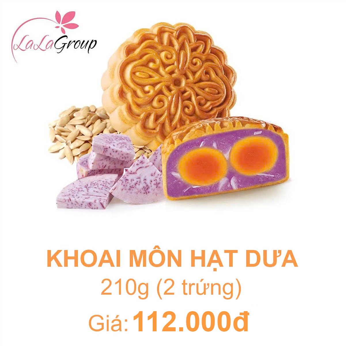 (KM2) B&aacute;nh trung thu Kido Khoai M&ocirc;n Hạt Dưa 2 trứng 210g