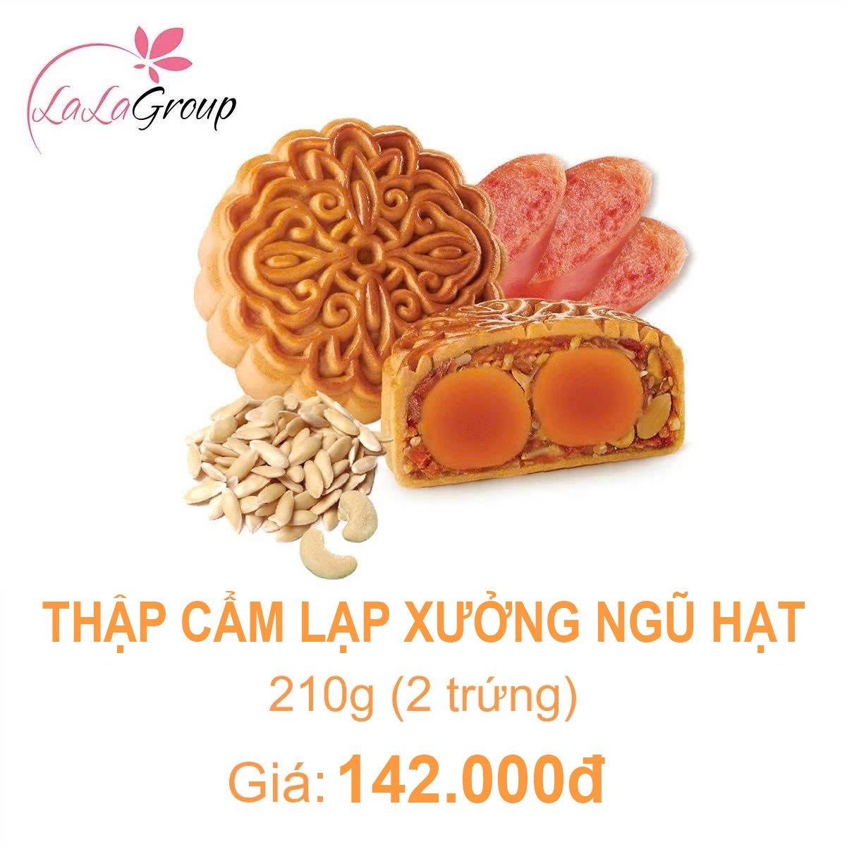 (NH2) B&aacute;nh Trung Thu KIDO Thập Cẩm Lạp Xưởng Ngũ Hạt 2 Trứng 210g