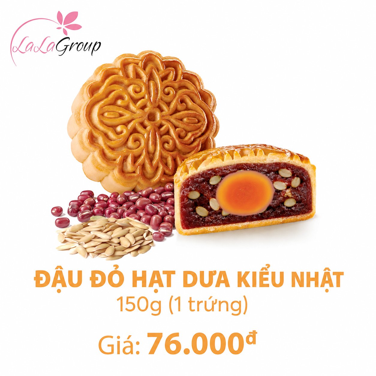 (DD1) B&aacute;nh Trung Thu Kido Đậu Đỏ Hạt Dưa Kiểu Nhật 1 Trứng 150g