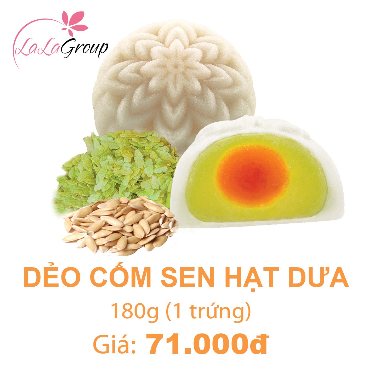 (DCS1) B&aacute;nh Trung Thu Kido Dẻo Cốm Sen Hạt Dưa 1 trứng 180gr