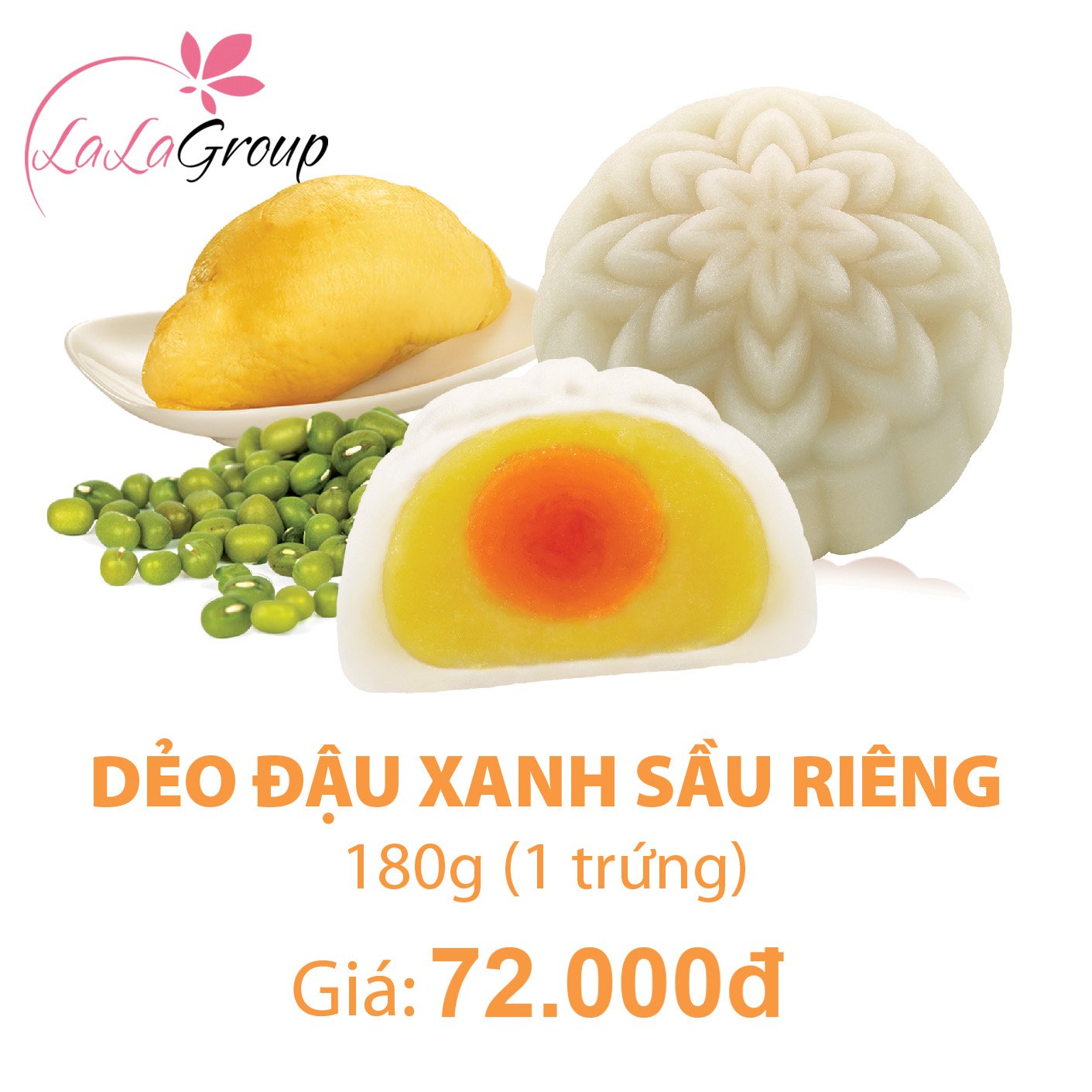 (DSR1) Bánh Trung Thu Kido Dẻo Đậu Xanh Sầu Riêng 1 trứng 180gr