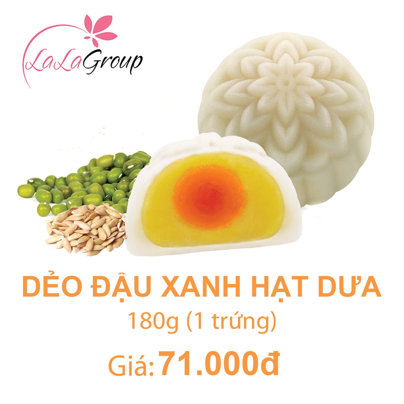 (DDX1) B&aacute;nh Trung Thu Kido Dẻo Đậu Xanh Hạt Dưa 1 trứng 180g