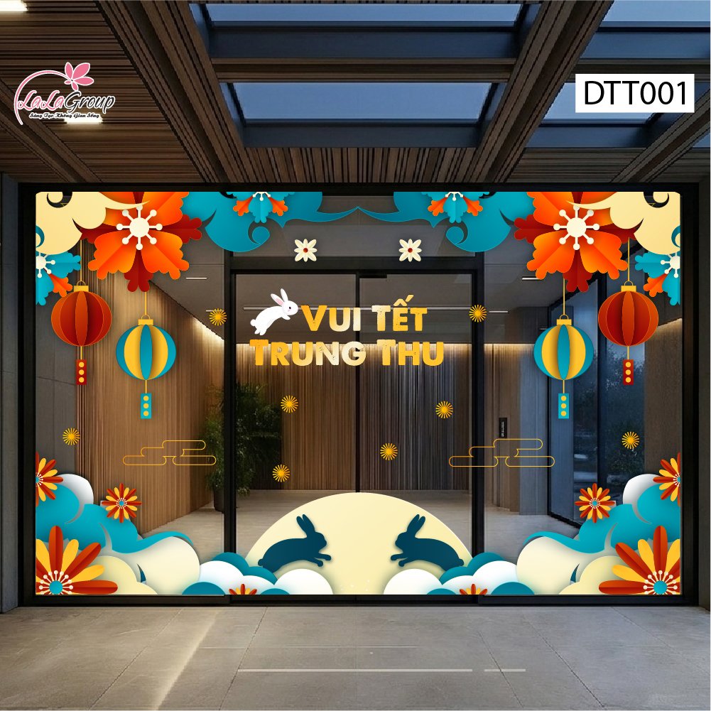 Combo Decal Trang Tr&iacute; Trung Thu Thỏ Ngọc Vui Tết