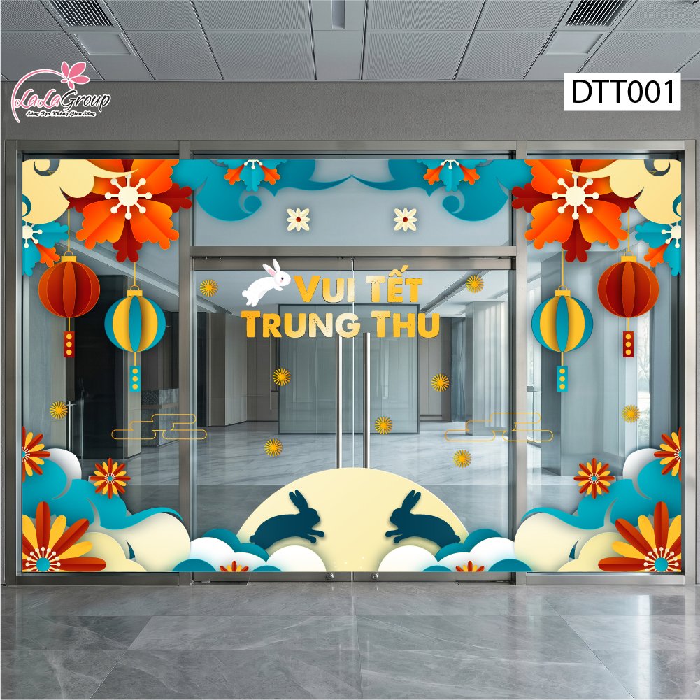 Combo Decal Trang Tr&iacute; Trung Thu Thỏ Ngọc Vui Tết
