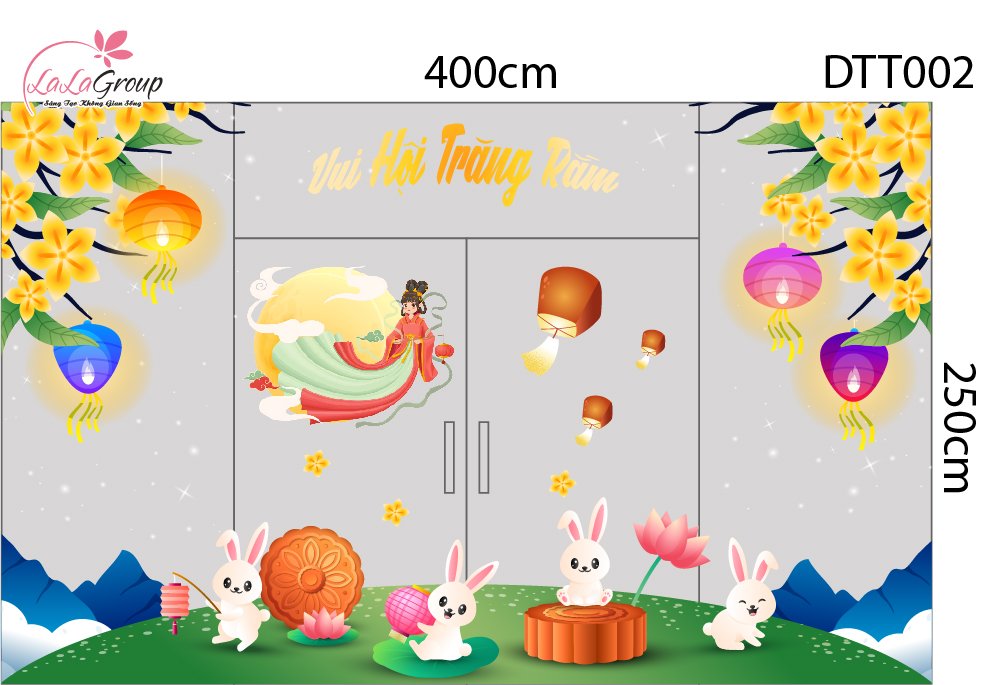 Combo Decal Trang Tr&iacute; Trung Thu Vui Hội Trăng Rằm