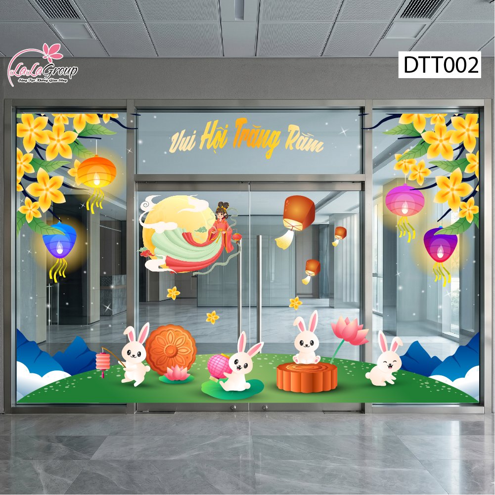 Combo Decal Trang Tr&iacute; Trung Thu Vui Hội Trăng Rằm