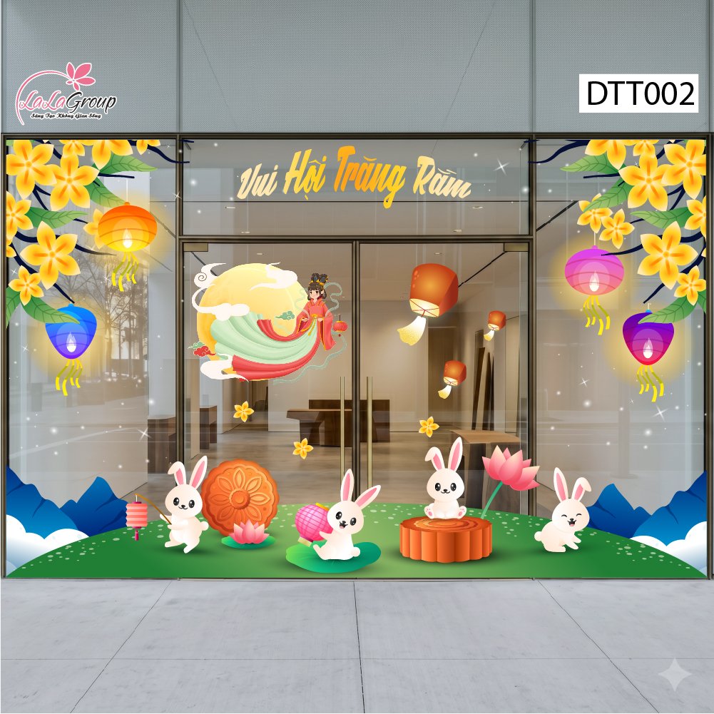 Combo Decal Trang Tr&iacute; Trung Thu Vui Hội Trăng Rằm