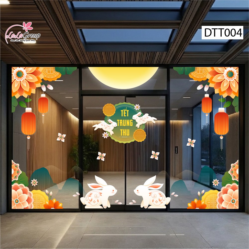 Combo Decal Trang Tr&iacute; Trung Thu Trăng Rằm Tỏa S&aacute;ng